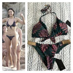 ViX Leaves Retro Jute Bikini Green D Cup L Set